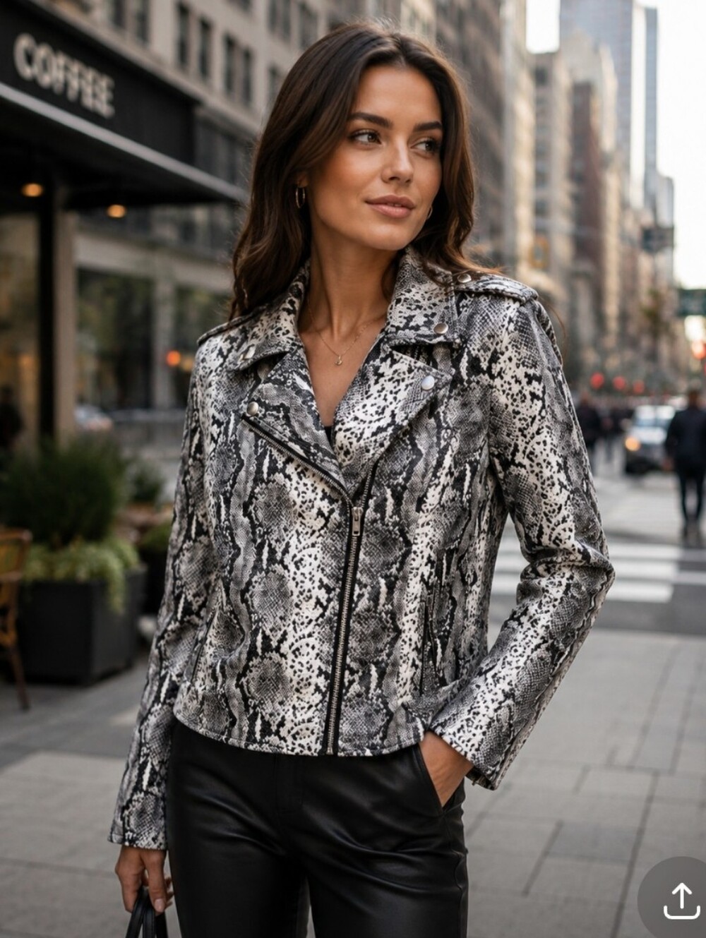Philosophy Black and White Snake Print Bomber Jacket